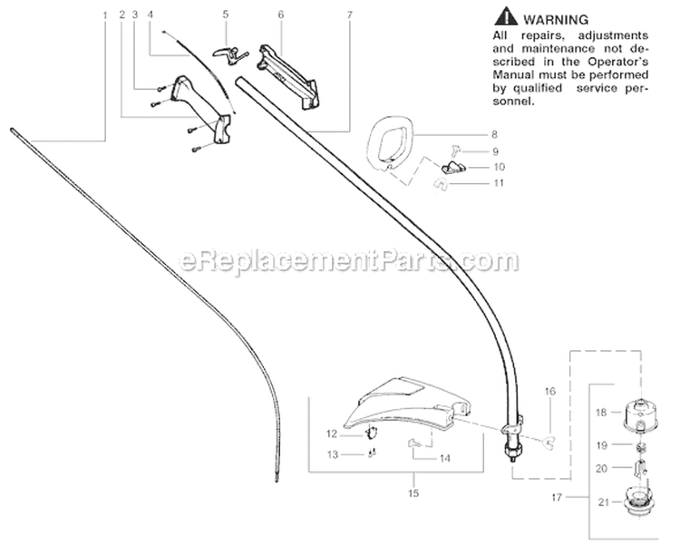 Page B Diagram and Parts List for FX25LE Featherlite Extreme  Type 1 Weed Eater Trimmer